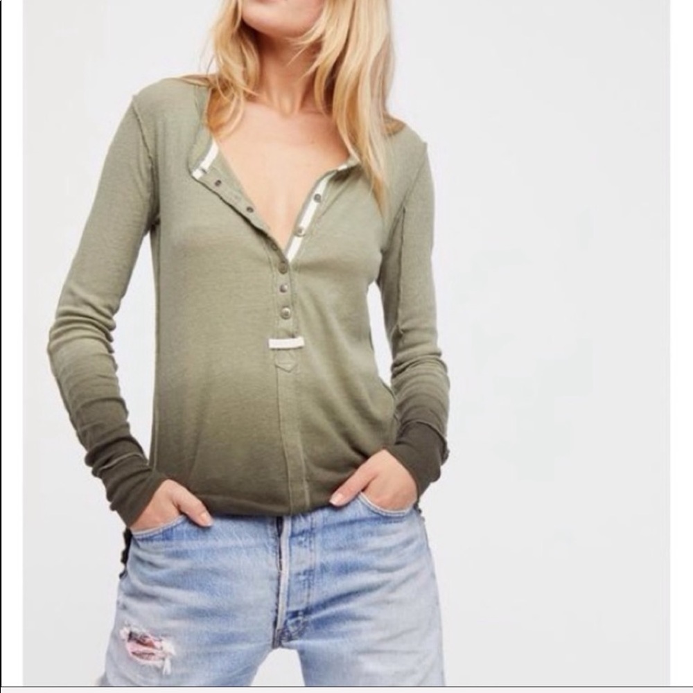 We the Free Free People cozy up green ombré Henley